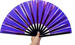 High Quality PVC Bamboo Handheld Fan Carved Technique Large Size Classic Personalized Logo for Festivals Raves Weddings Parties - Product Image 4