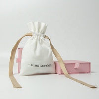 Pochette en coton blanc avec cordon de serrage, logo personnalisé imprimé, petite, recyclable, pour bijoux, parfums, jetable, pour bagues, lunettes, boucles d'oreilles
