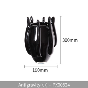 Artistico <span class=keywords><strong>vetro</strong></span> nero colorato ornamento decorativo per la casa <span class=keywords><strong>di</strong></span> lusso cristallo chic elemento del tavolo vaso per uso domestico - Product Image 3