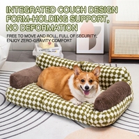 Wasserdichtes Sommer-Hundebett Universell für Alle Jahreszeiten Abnehmbar Waschbar Dick Weich Kariert Polyester Mittelgroßes Hundesofa Haustierbett