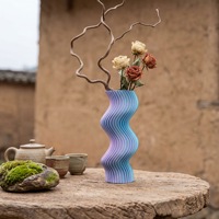 Vase créatif à rayures imprimé en 3D pour arrangement floral de salon, ornement de décoration intérieure, vente en gros transfrontalière