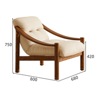 Fauteuil inclinable design Wabi-Sabi, cadre en bois massif, revêtement en lin, pour hôtel, salon - Fabrication artisanale écologique