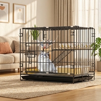 Cage pour chat à double étage, pliable, simple, écologique, durable, grande taille, maison pour chat d'intérieur avec rangement pratique
