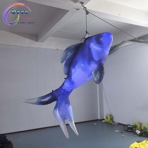 <span class=keywords><strong>Ballon</strong></span> gonflable suspendu en forme de poisson bleu avec lumières LED pour la décoration des plafonds de centres commerciaux et des spectacles sur scène - Product Image 3