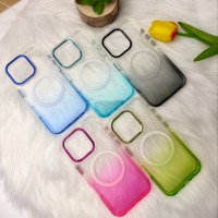 Dagelijks te gebruiken magnetische TPU hoes voor iPhone 17 16 15 Pro Max, transparante gradiënt shell met metalen hardware en verborgen schokdempende strip