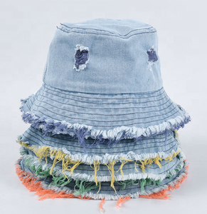 Alta calidad logotipo personalizado lavado desgastado Jean elegante sombrero <span class=keywords><strong>de</strong></span> cubo al por mayor - Product Image 1