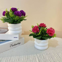 Bonsaï artificiel à 5 têtes de roses en pot, fleurs en soie faites à la main pour la décoration de la maison et du bureau, et cadeau pour la Saint-Valentin
