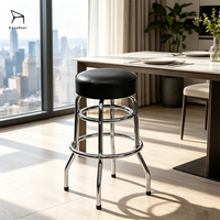 Tabouret de bar en cuir souple avec coussin, design simple, structure en métal solide pour salon