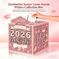 Nouvelle boîte à cartes rose pour la saison des diplômes 2026, 50 cartes, boîte à cartes de fête, décoration créative, cadeau