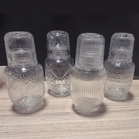 Ensemble Carafe et Verres Vintage pour Chevet – Design Gaufré, Anti-fuite, Base Antidérapante, Pichet Élégant, Facile d'Accès