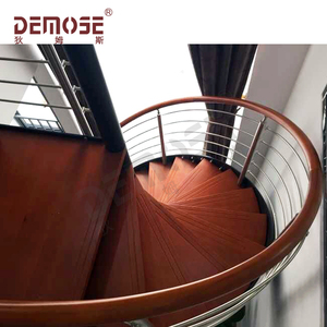 Kit di scale a chiocciola antiche pedate in legno 38mm 40mm 50mm 90mm con ringhiere in acciaio inossidabile - Product Image 4