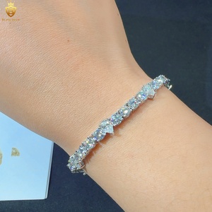 Trang sức thời trang bạc Sterling 925, trang sức Hip Hop, dây chuyền Tennis dành cho nam, mặt dây chuyền kim cương Moissanite VVS kèm vòng tay - Product Image 4