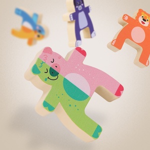 Nouveau design Montessori jeu éducatif précoce bricolage équilibre blocs d'empilage <span class=keywords><strong>animaux</strong></span> jouets empilables en bois pour enfants garçons filles - Product Image 5