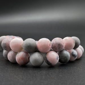 Cuentas sueltas de piedras preciosas redondas mate naturales para la fabricación de joyas Diy pulsera collar <span class=keywords><strong>Rosa</strong></span> cebra <span class=keywords><strong>jaspe</strong></span> con cuentas - Product Image 2