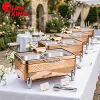 Plat de service de luxe en acier inoxydable martelé or rose, chauffe-plat hydraulique pour buffet, idéal pour mariages, fêtes, hôtels et traiteurs