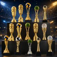 Trofeo de Resina y Metal de Primera Calidad para Torneos Deportivos, Set de Premios Personalizados para Baloncesto, Fútbol, Tenis, Voleibol, MOQ Flexible