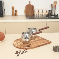 Cafetière turque en acier inoxydable avec poignée en bois, chauffe-café pour cuisinière, pour lait, beurre, chocolat, sauces grecques et arabes, Cezve Ibrik