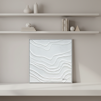 Peinture décorative 3D minimaliste blanche à effet ondulé, peinture écologique texturée, peintures murales personnalisées en usine