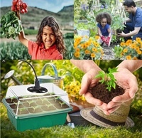 Plateau de croissance pour plantes de jardin, couvercle 12 cellules, Kit de plateau de démarrage pour semis de Germination avec dôme, lumière de croissance, humidité réglable