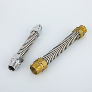 Tuyau flexible ondulé en laiton avec embout métallique, raccord de tuyau d'eau chaude/froide en cuivre pour les tuyaux de refroidissement de la climatisation centrale - Product Image 1