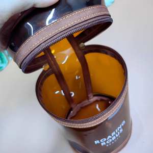 Brun PVC Transparent Seau Cylindre Maquillage Sac Personnalisé Lettre Cosmétique Sac Double Fermeture Éclair Poignée Sac - Product Image 5