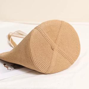 Sac fourre-tout écologique en corde de coton grande capacité, polyvalent, avec pompon, pour les vacances d'été, en paille naturelle, sac de plage - Product Image 5