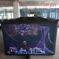 Expédition rapide par avion à domicile, Maison gonflable hantée de cirque entièrement imprimée 9x4m, Nouveau labyrinthe gonflable de clown d'Halloween 2026 avec toit