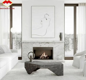 Caminetto Moderno di Design Decorativo Autoportante in Marmo Bianco Onice con Riscaldamento per Soggiorno Interno - Product Image 5