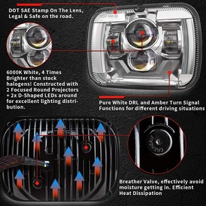 85W rettangolo H6054 fari a LED 5x7 7x6 "6054 H5054 faro a fascio sigillato Halo per Jeep Cherokee XJ per camion <span class=keywords><strong>Ford</strong></span> <span class=keywords><strong>Van</strong></span> E250 - Product Image 3