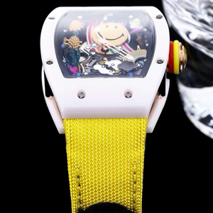 Rehaussez votre style décontracté avec une montre mécanique à barillet ludique, détails 3D Smiley arc-en-ciel, bracelet en tissu doux, montre sportive de luxe - Product Image 2