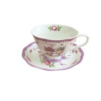 Ensemble tasse et soucoupe à café en porcelaine vintage de luxe rétro, motif floral, style français, bordure dorée, 230 ml, carton