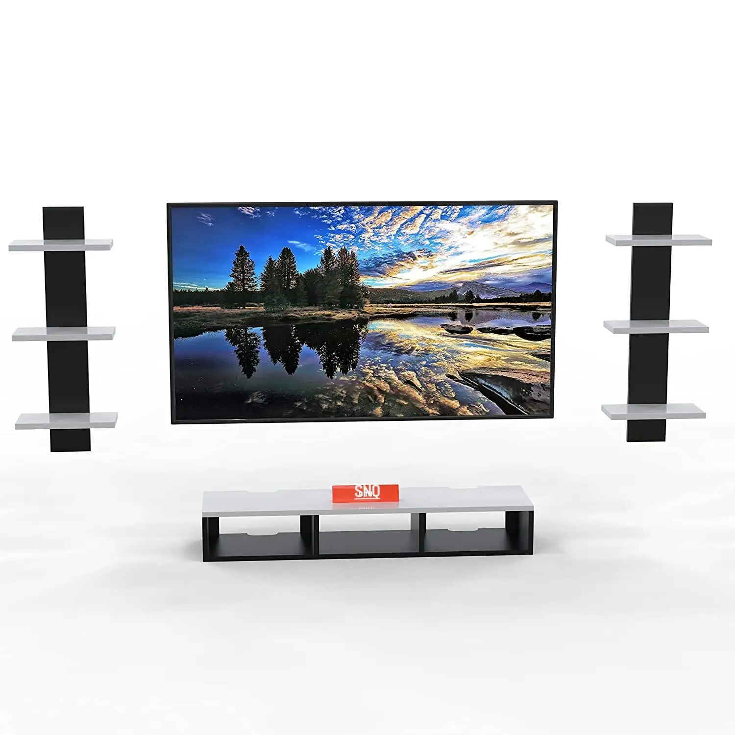 Unidade de TV de parede de madeira Modern Luxury TV Stand Unit Prateleira de parede para sala de estar Floating TV Cabinet Set Top Box Stand