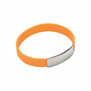 Bracciale in silicone arancione da uomo, alla moda, con placca in metallo - Product Image 2