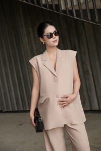 Pantalon fuselé ample en laine pour femme, taille élastique, été, 78% polyester, 18% rayonne, 4% élasthanne, fabriqué au Vietnam - Product Image 3