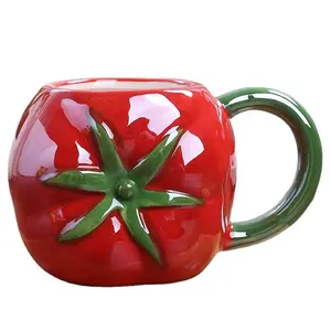 Caneca de leite e tomate para crianças, copos criativos em formato de frutas com alça