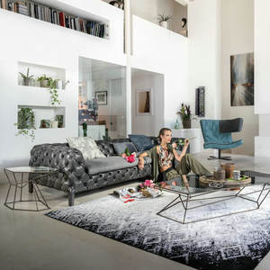 लक्जरी लिविंग रूम फर्नीचर सेट मध्य शताब्दी के चमड़े के विंडसर सोफे अमेरिकी मैं बार और अपार्टमेंट के लिए लिविंग रूम - Product Image 5