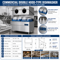 Lave-vaisselle commercial entièrement automatique à capot avec couvercle à levage visuel pour le lavage de la vaisselle et des tasses des hôtels et restaurants