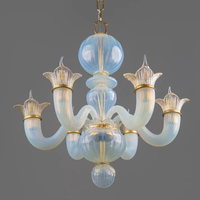 Lustre Art Déco en Verre de Murano à 6 Lumières avec LED Blanc Chaud 3500K 150cm