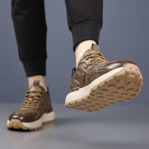 รองเท้าผ้าใบผู้ชายทรง Chunky หนัง พื้นหนา บุโฟม EVA พื้นรองเท้าด้านนอกยาง พื้นเตี้ย สไตล์ลำลอง - Product Image 3