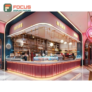 Integrated Coffee Service Counter Register <b>Shelf</b> Barista Work Zone <b>Walnut</b> Cafe Counter Display - Product Image 6