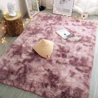 Tapis moderne rose rectangulaire en laine, à poils longs et moelleux, tie-dye, en peluche douce, pour autres sols