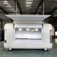 Remorque alimentaire OEM de type capsule arrondie avec vérin à gaz pour levage de capot, vérin de support et fenêtre d'affichage d'angle pour boissons et desserts