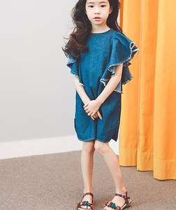 Blue Cotton Denim Dress with <b>Butterfly</b> <b>Sleeves</b> - Boho Flowy Summer Dress - Product Image 2