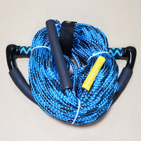 Corde de ski nautique de qualité stable bleu noir avec 2 poignées