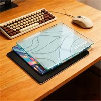 Tapis de souris en verre trempé imperméable à motif rigide, tapis de souris de jeu par sublimation, grand tapis de bureau, OEM MOQ 1, tapis de souris en verre imprimé