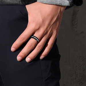 Anillo de Boda de Acero de Tungsteno de 8mm Negro Azul Arcoíris para Hombre, Estilo Cristiano Clásico, Minimalista, Regalo para Pareja - Product Image 4
