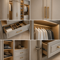 Armoire de chambre à coucher de luxe sur mesure avec finition en placage de bois, rangement personnalisé pour projet de design d'intérieur de villa