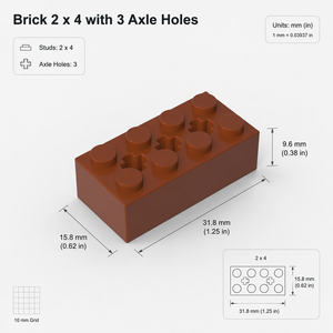 GoBrick อิฐ GDS-1565 2x4อะไหล่อิฐบล็อกก่อสร้างแบบมีรู3รูเพลาชิ้นส่วนอิฐ39789อิฐบล็อกแบบหลวม - Product Image 2