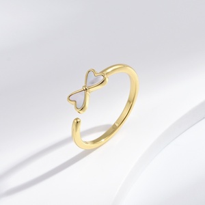 wholesale plata 925 <b>sterling</b> <b>silver</b> shell butterfly <b>ring</b> summer simple 14k gold dainty natural stone <b>adjustable</b> <b>rings</b> for women - Product Image 3