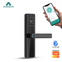 Goedkope elektronische voordeurvergrendeling Tuya TT biometrische code vingerafdruk app slimme cloud aluminiumlegering graad C WF24 houten deur